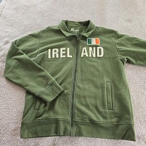 PARTS "Ireland" Embroidered Spellout Flag Full-zip Sweatshirt‎ Green Men's Sz XL